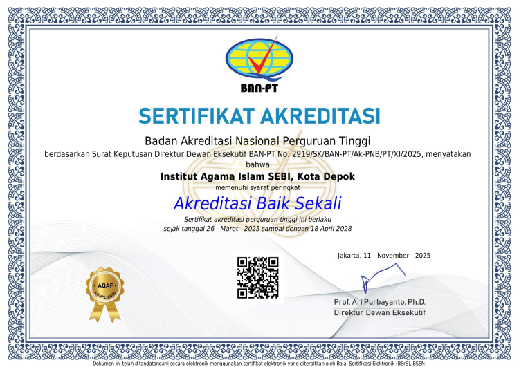 Institut SEBI Resmi Menyelesaikan Proses Migrasi Institusi dan Menerima Sertifikat Akreditasi Institusi dari BAN-PT