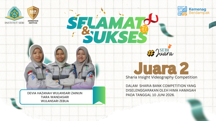 Juara 2, Sharia Insight Videography Competition, dalam  Sharia Bank Competition yang diselenggarakan oleh Hima HAMASAH pada tanggal 10 Juni 2026.